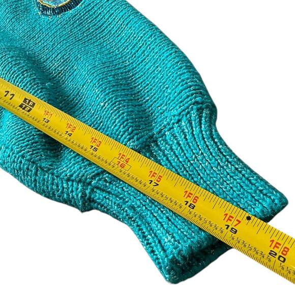 Bonnie Boerer Peacock Appliqué Sweater – Metallic Teal – M - Picture 6 of 8